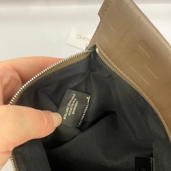 Fendi Zucca Monogram Clutch bag Pouch Nylon Leather khaki Brown Purse - Picture 12 of 13